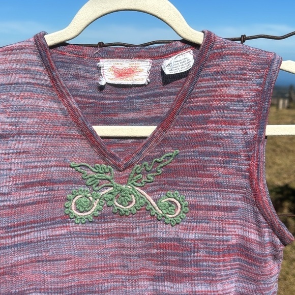 Vintage Marled Wool Embroidered Sweater Tank - Picture 3 of 6